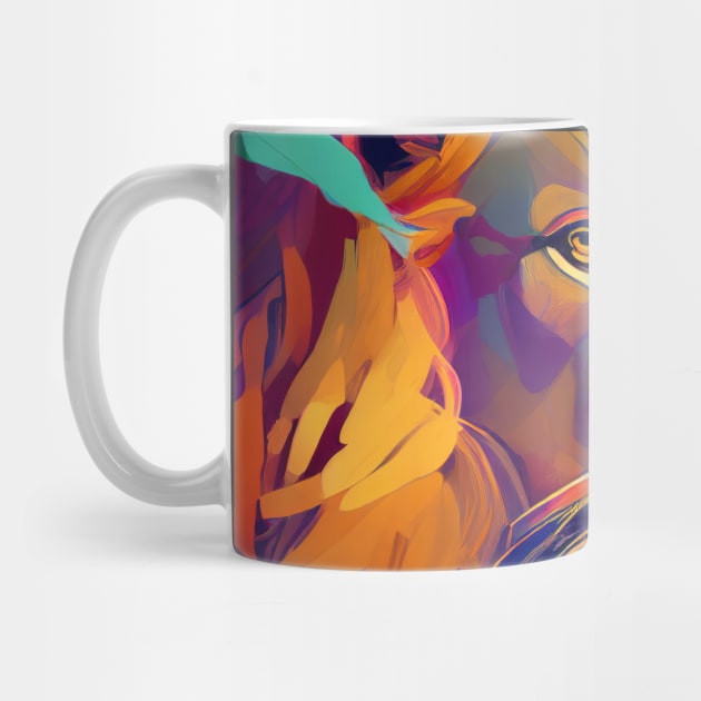 Lion Animal Portrait Painting Wildlife Outdoors Adventure by Cubebox